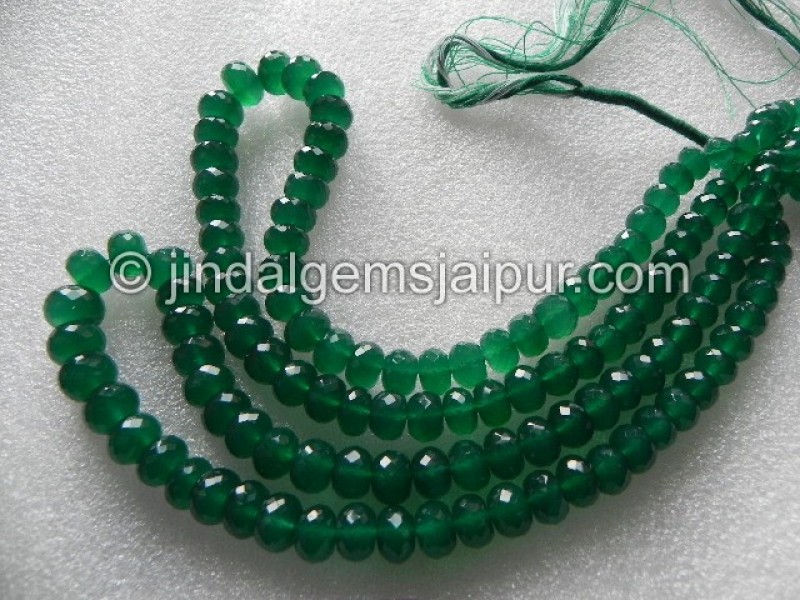Green Onyx Far Faceted Roundelle Shape Beads